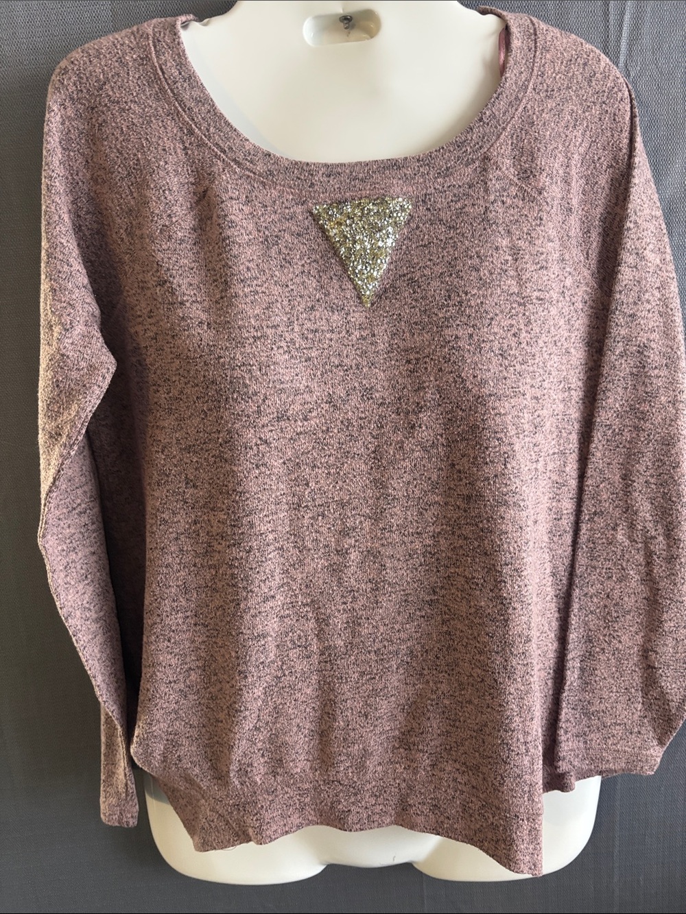 Juicy Couture Dusty Pink Crewneck Sweater with Glitter Triangle